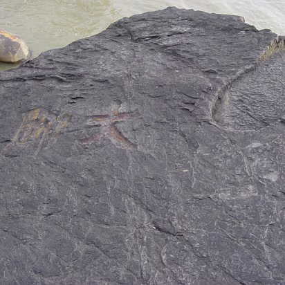 Caishi_Mar_2005-018 Big foot print of Li Bai according to legend.