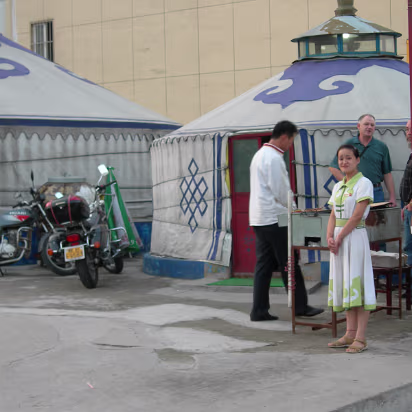 Tony's_Birthday-002 Tony & Tom outside the Mongolian dining yurt.