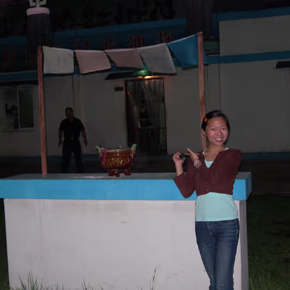 Tony's_Birthday-008 Hanhan at the alter praying for more BBQ!