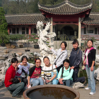 Tourism_Student_Outing-015 Some of the group in the bonsai garden.
