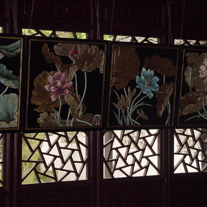 Suzhou-20 Lotus blossom panels with 'cracked ice' inlays for the windows.