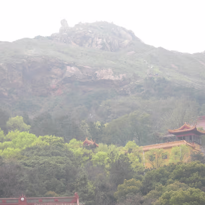 Peach-Festival-16 Yang Volcano standing tall behind the temple.