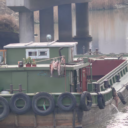 Spring-Festival-2007-024 Dried meat, including fish are a part of the festival. These folks are drying their fish behind the diesel exhaust...