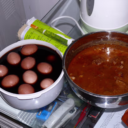 Spring-Festival-2007-036 Tea eggs and spicy beef are a part of any Spring Festival spread.