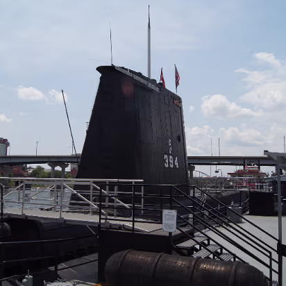 Maritime_Museum-030 A view of the razorback against the Little Rock skyline.