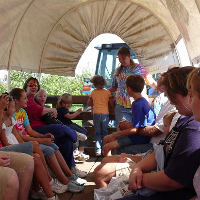 Apple_Orchard_Day-012 Taking a hayride to the orchard to pick apples.