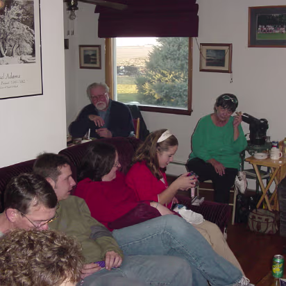 Christmas_2003-007 Everyone is here at Ed's enjoying themselves before the gifts are opened.