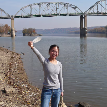 Fall_2008-006 Hanhan with her lucky swan feather.