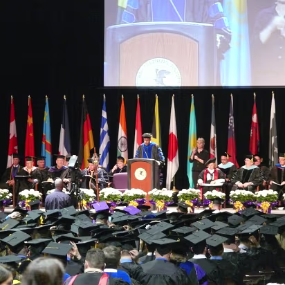 Hanhan_Graduation-012 Speakers, Graduates, and all their flags.