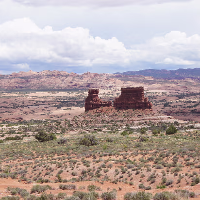 Arches_NP-023 Two buttes appear from nowhere.