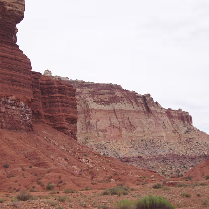 Capitol_Reef_NP-016 Moenkopi Formation along the Scenic Drive. Earth's layer cake.