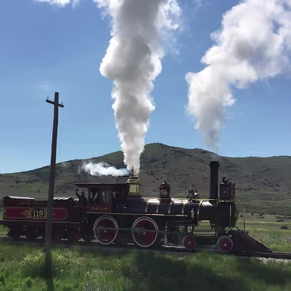 Golden_Spike_NHS-023 Watch the historic engine under way! Blow the whistle again!