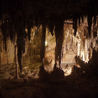 Great_Basin_NP-033 Some stalactites have connected with stalagmites forming columns.