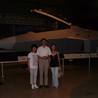 Air_Force_Museum-008 Zhang family and F-22 Raptor