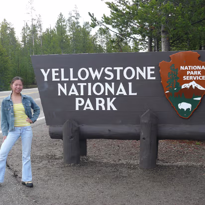 Yellowstone-005 Hanhan, finally at Yellowstone Park!