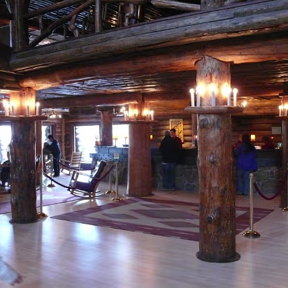 Yellowstone-038 Old Faithful Lodge is the most impressive one of the lodges I've been in.