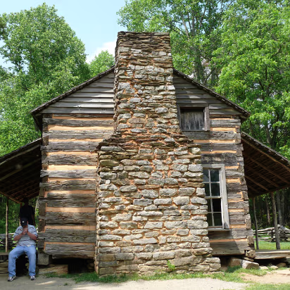 Tennessee-015 A nice shot of a hillbilly and his cabin.